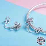 925 Sterling Silver Sakura Zircon Beads Bangle Necklace Pendant Jewelry