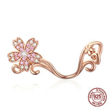 925 Sterling Silver Sakura Zircon Beads Bangle Necklace Pendant Jewelry