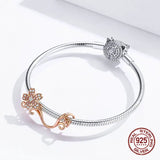 925 Sterling Silver Sakura Zircon Beads Bangle Necklace Pendant Jewelry