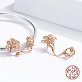 925 Sterling Silver Sakura Zircon Beads Bangle Necklace Pendant Jewelry