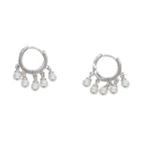 Mini Hoop Earring with Fresh Pearl Charm Dangle for Women Wedding