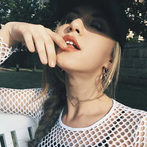 Harajuku Hollow Heart Choker Metal Colar Necklace