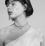 Harajuku Hollow Heart Choker Metal Colar Necklace