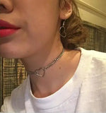 Harajuku Hollow Heart Choker Metal Colar Necklace