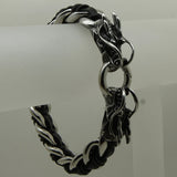 Dragon Circle Woven Leather Stainless Steel Bracelet