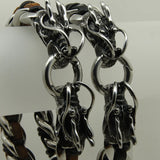 Dragon Circle Woven Leather Stainless Steel Bracelet