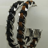 Dragon Circle Woven Leather Stainless Steel Bracelet