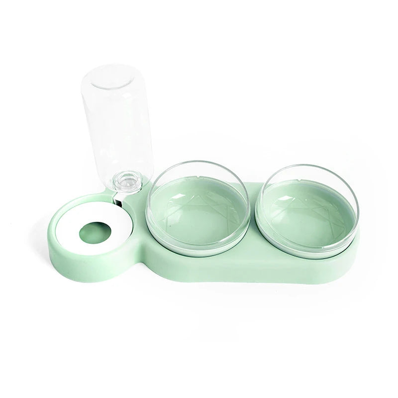 2-in-1 Cat Bowls Pet Feeder Food Bowl Water Bowls Automatic Water Dispenser