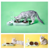 2-in-1 Cat Bowls Pet Feeder Food Bowl Water Bowls Automatic Water Dispenser