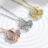 4 Leaf Clover Charm Necklace Heart Crystal Pendant Magnetic Jewelry Gift