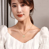 4 Leaf Clover Charm Necklace Heart Crystal Pendant Magnetic Jewelry Gift
