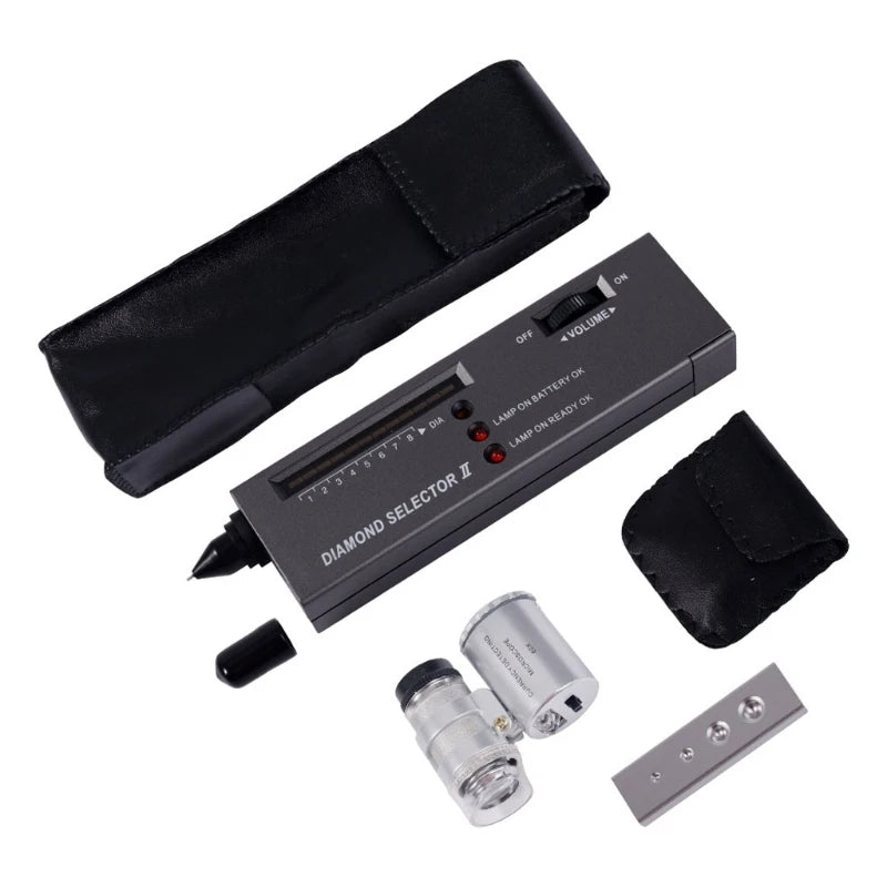 Portable Diamond Tester Pen & 60X Loupe Microscope Kit Combo