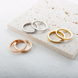 2 in 1 Stainless Steel CZ Couple Finger Rings Roman Numerals Crystal Jewelry