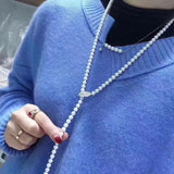Pearl Waist Chain Necklace with Leaf Buckle for Women