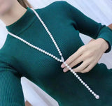 Pearl Waist Chain Necklace with Leaf Buckle for Women