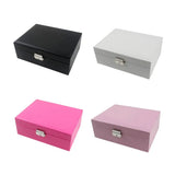 Jewelry Display Box Organizer, PU Leather Travel Case with Lock