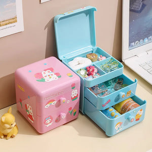 2-layer Jewelry Storage Box Ring Earring Necklace Organizer