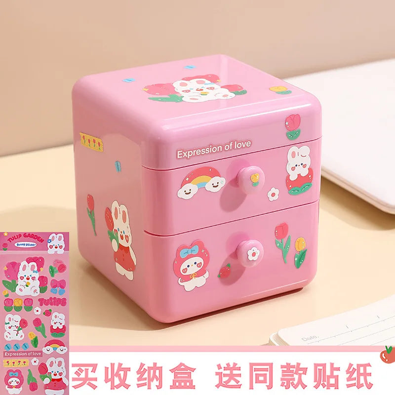 2-layer Jewelry Storage Box Ring Earring Necklace Organizer