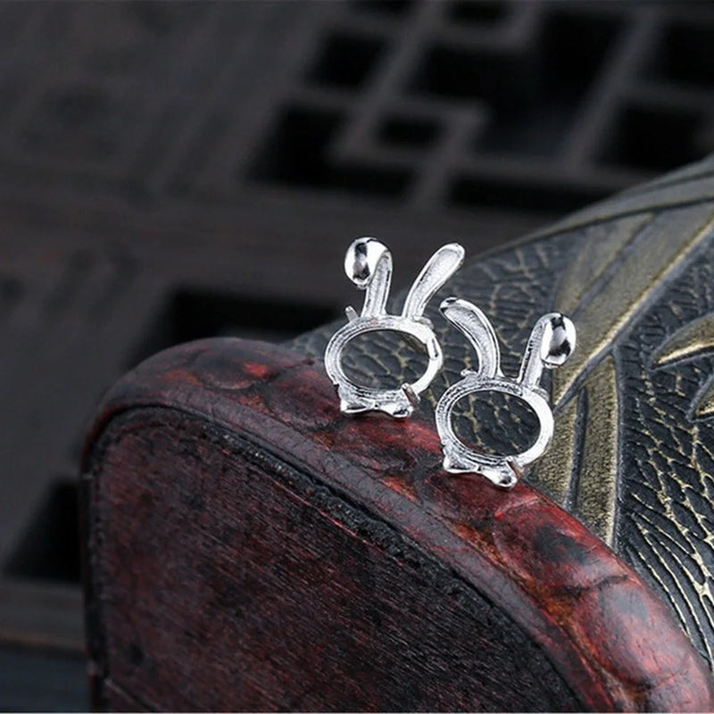 925 Silver Earring Blanks Rabbit Earring Studs Component E186B