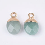 2 pc Oval Electroplate Quartz Labradorite Stone Pendants - Necklace Jewelry