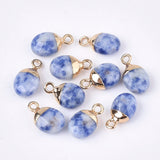 2 pc Oval Electroplate Quartz Labradorite Stone Pendants - Necklace Jewelry