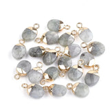 2 pc Oval Electroplate Quartz Labradorite Stone Pendants - Necklace Jewelry