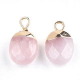 2 pc Oval Electroplate Quartz Labradorite Stone Pendants - Necklace Jewelry