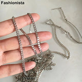 2m Brass Chain For Necklace DIY 3mm Wide Flat Metal Chains Steel color