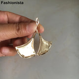 2 pcs Large Brass Double Gingko Leaf Charms, Peony Flower Pendant DIY
