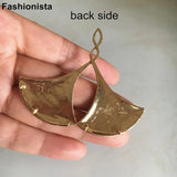 2 pcs Large Brass Double Gingko Leaf Charms, Peony Flower Pendant DIY