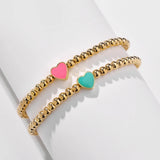 CCB Beaded Enamel Heart Charm Bracelets Set for Women