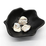 2 pcs Baroque Freshwater Pearl Pendant Bezel DIY Jewelry Accessorie