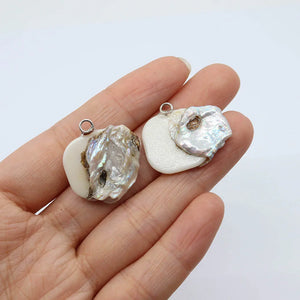 2 pcs Baroque Freshwater Pearl Pendant Bezel DIY Jewelry Accessorie