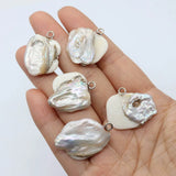 2 pcs Baroque Freshwater Pearl Pendant Bezel DIY Jewelry Accessorie