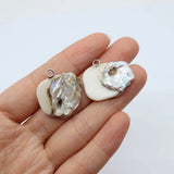 2 pcs Baroque Freshwater Pearl Pendant Bezel DIY Jewelry Accessorie