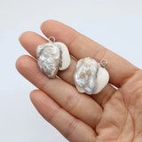 2 pcs Baroque Freshwater Pearl Pendant Bezel DIY Jewelry Accessorie