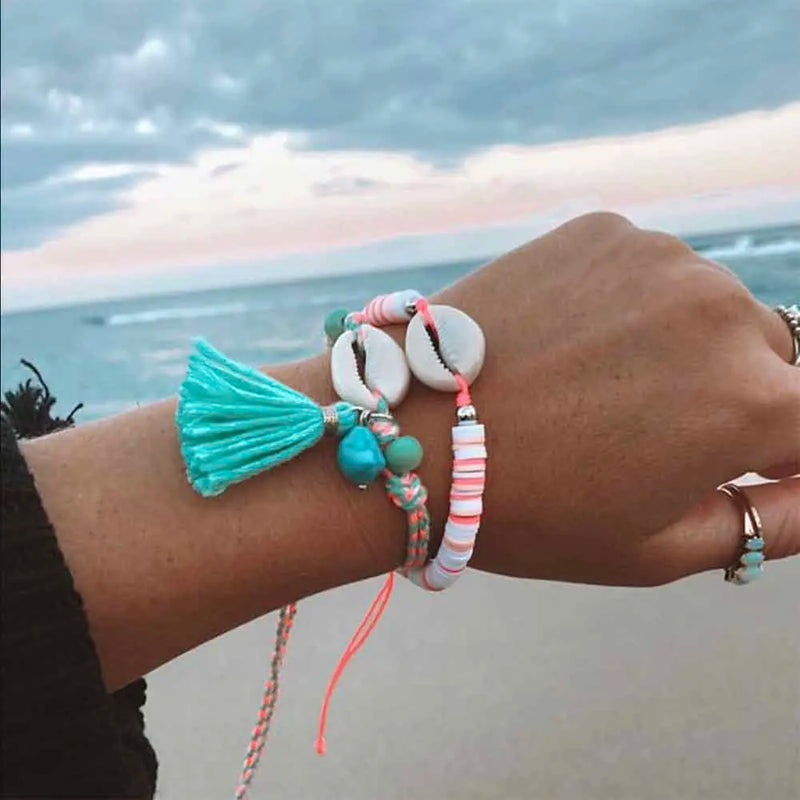 Bohemian Shell Tassel Bracelet Set for Beach Girl Gift