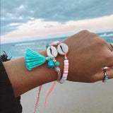 Bohemian Shell Tassel Bracelet Set for Beach Girl Gift