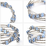 2pcs Wrap Bracelets Glass Beads Tibetan Style Brass Tube Beads