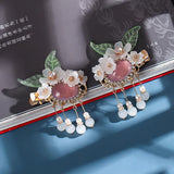 Vintage Antique Flower Leaf Hair Clips Hanfu Bride Wedding Jewelry Hair Clip