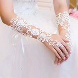 2 pcs Lace Bridal Bracelets Wedding Hand Accessories Bridesmaid Long Bracelets