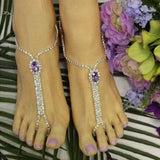 2 pcs Colored Gemstones Sexy Ladies Anklet Jewelry