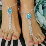 2 pcs Colored Gemstones Sexy Ladies Anklet Jewelry