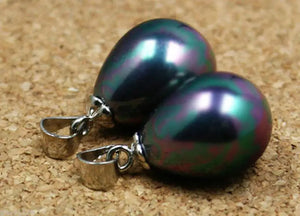 2 pcs 12x16mm Shell Pearl Pendant Necklace Set