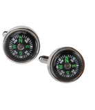 Stainless Steel Men's Cufflinks with Compass Design