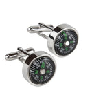 Stainless Steel Men's Cufflinks with Compass Design