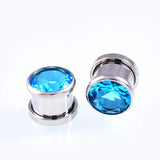 2 Pcs CZ Zircon Flared Ear Plugs Surgical Steel Expansion Flesh Tunnel Piercing