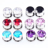 2 Pcs CZ Zircon Flared Ear Plugs Surgical Steel Expansion Flesh Tunnel Piercing