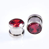 2 Pcs CZ Zircon Flared Ear Plugs Surgical Steel Expansion Flesh Tunnel Piercing