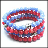 2 pcs Red Rhodonite Stone Bracelet Men's Charms 8mm